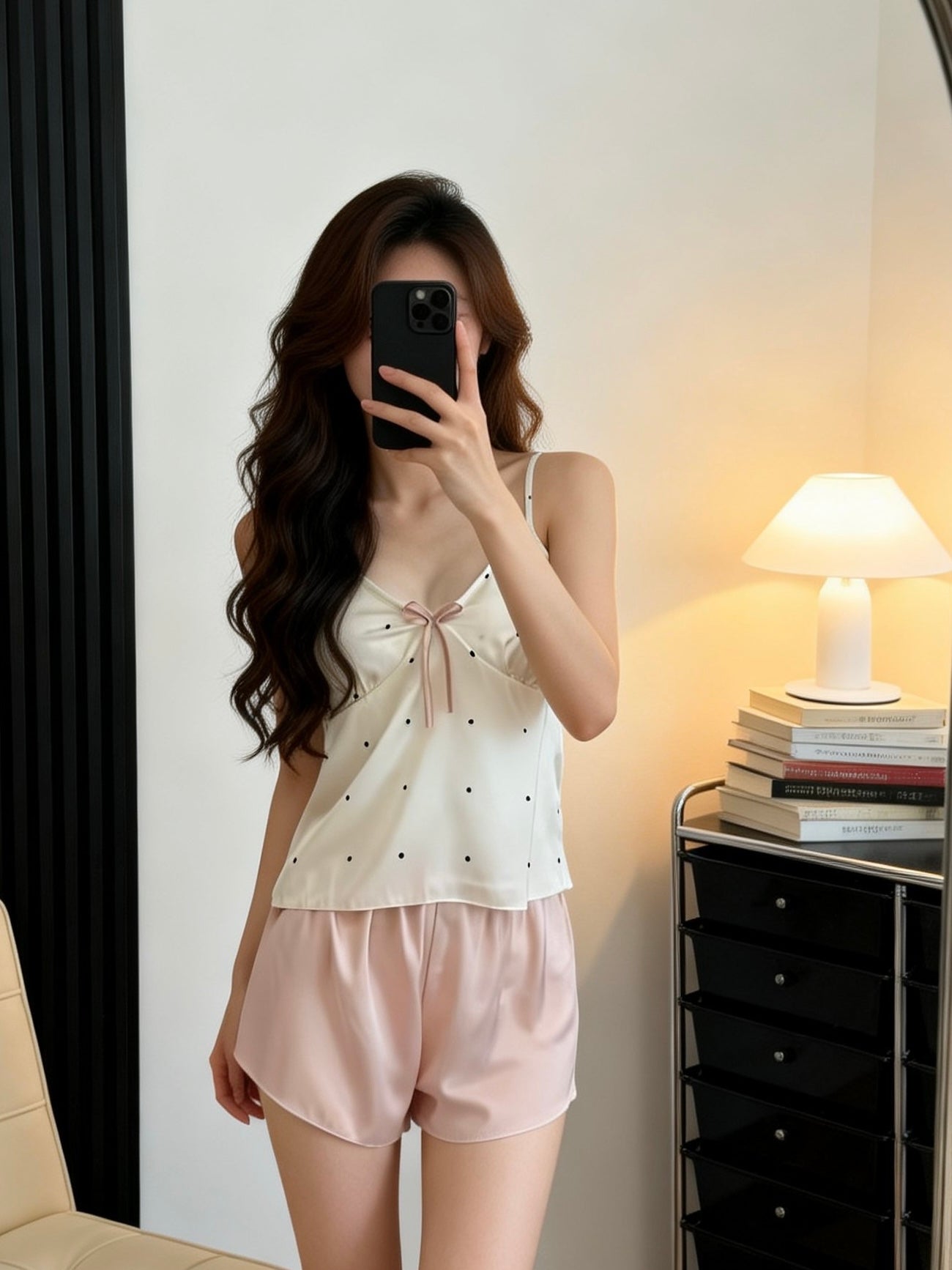 Ice Silk Padded Cami Shorts Set【0365】